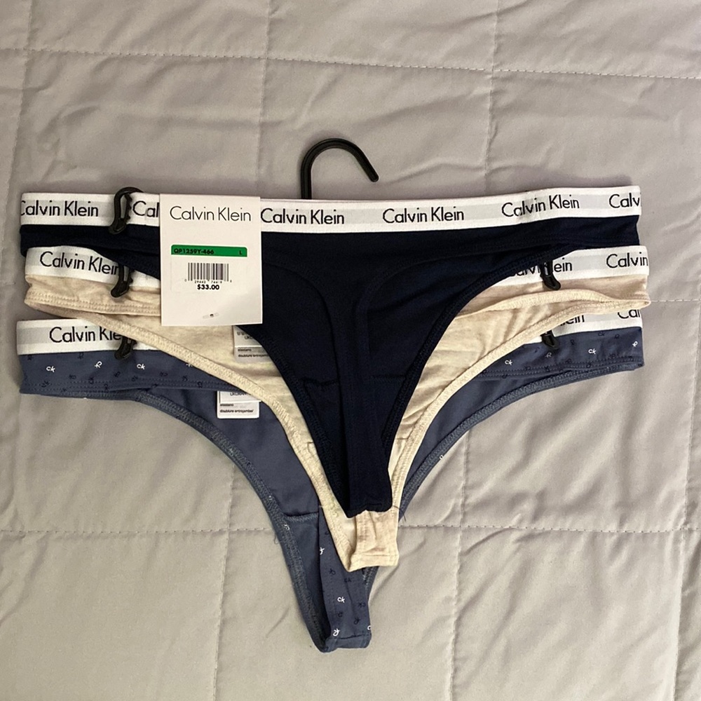 Calvin klein thongs 3-pack blue light brown size L